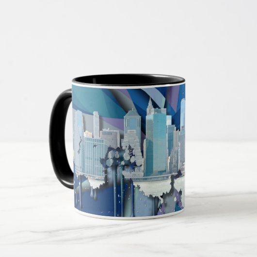 New York City Skyline | Blauw 3D Mok (Voorkant links)