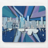 New York City Skyline | Blauw 3D Muismat (Voorkant)