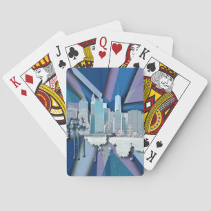 New York City Skyline   Blauw 3D Pokerkaarten
