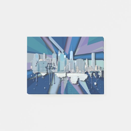 New York City Skyline | Blauw 3D Post-it® Notes (Voorkant)