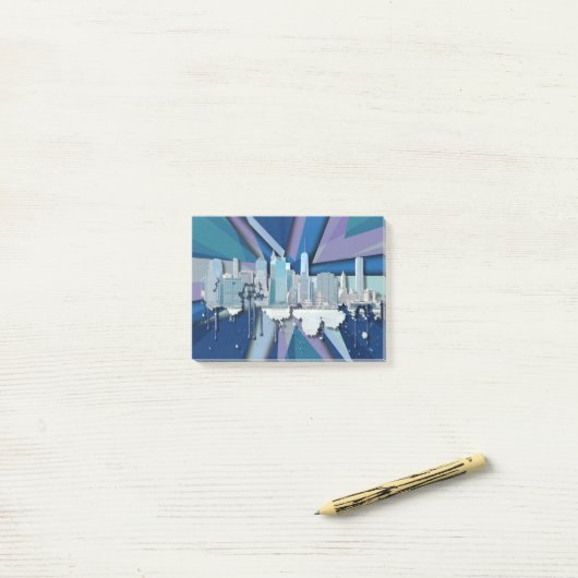 New York City Skyline | Blauw 3D Post-it® Notes (Op bureau)