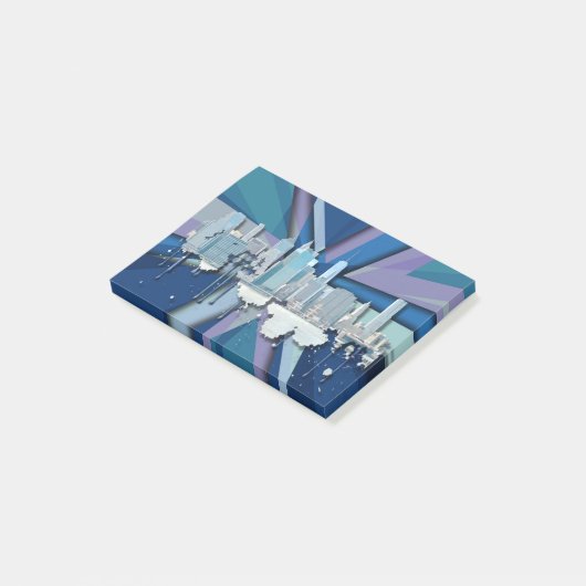 New York City Skyline | Blauw 3D Post-it® Notes (Schuin)