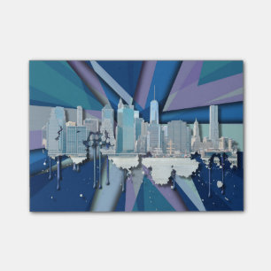 New York City Skyline   Blauw 3D Post-it® Notes