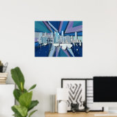New York City Skyline | Blauw 3D Poster (Thuiskantoor)