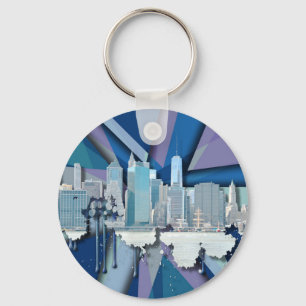 New York City Skyline   Blauw 3D Sleutelhanger