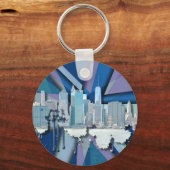 New York City Skyline | Blauw 3D Sleutelhanger (Voorkant)