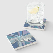 New York City Skyline | Blauw 3D Stenen Onderzetter (Zijkant)