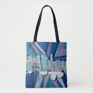New York City Skyline Blauw 3D Tote Bag