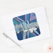 New York City Skyline | Blauw 3D Vierkante Sticker (Envelop)