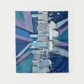 New York City Skyline | Blauw 3D Wandkleed (Voorkant)