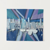 New York City Skyline | Blauw 3D Wandkleed (Voorkant (horizontaal))
