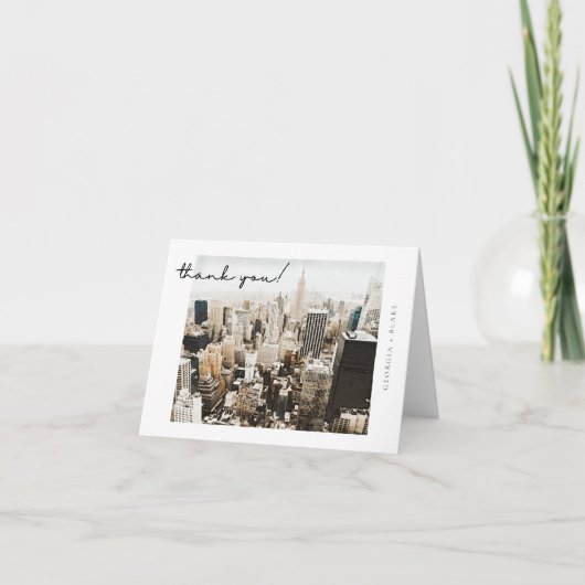 NEW YORK CITY Skyline Briefkaart Style Dank u (Voorkant)