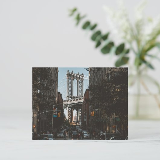  New York City Skyline Brooklyn Bridge Briefkaart (Staand voorkant)
