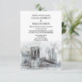 New York City Skyline Brooklyn Huwelijksuitnodigin Kaart (Staand voorkant)