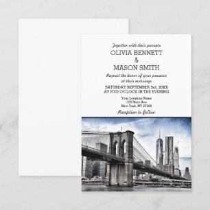 New York City Skyline Brooklyn Huwelijksuitnodigin Kaart