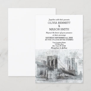New York City Skyline Brooklyn Wedding Invitation Kaart