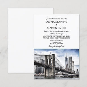 New York City Skyline Brooklyn Wedding Invitation Kaart