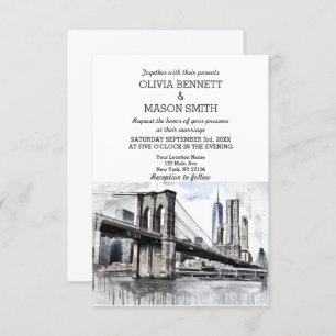 New York City Skyline Brooklyn Wedding Invitation Kaart