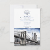 New York City Skyline Brooklyn Wedding Invitation Kaart (Voorkant)