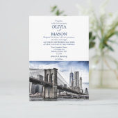 New York City Skyline Brooklyn Wedding Invitation Kaart (Staand voorkant)