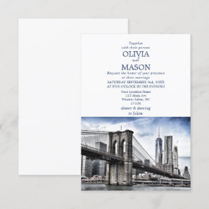 New York City Skyline Brooklyn Wedding Invitation Kaart