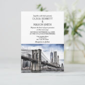 New York City Skyline Brooklyn Wedding Invitation Kaart (Staand voorkant)