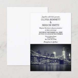 New York City Skyline Brooklyn Wedding Invitation Kaart
