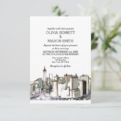 New York City Skyline Brooklyn Wedding Invitation Kaart (Staand voorkant)