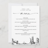New York City Skyline Bruiloft Diner Menu Kaart 5x (Voorkant)