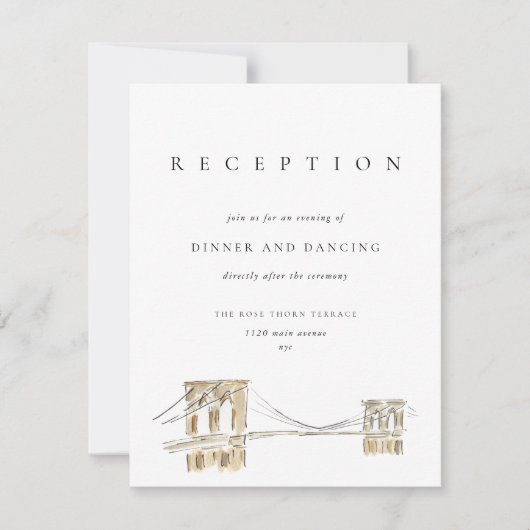 New York City Skyline Bruiloft Receptie Enclosure Kaart (Voorkant)