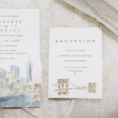 New York City Skyline Bruiloft Receptie Enclosure Kaart