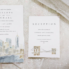 New York City Skyline Bruiloft Receptie Enclosure Kaart