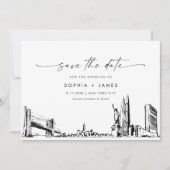 New York City Skyline Bruiloft Save the Date Kaart (Voorkant)