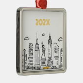 New York City Skyline & Cab Custom Year Ornament (Rechts)