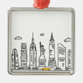 New York City Skyline & Cab - Ornament (Voorkant)