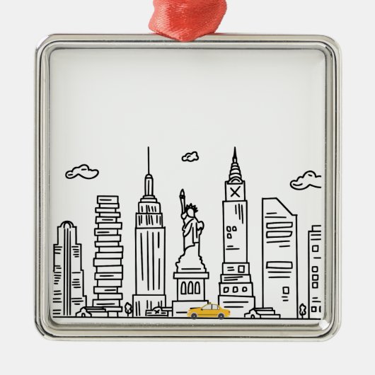 New York City Skyline & Cab - Ornament (Voorkant)