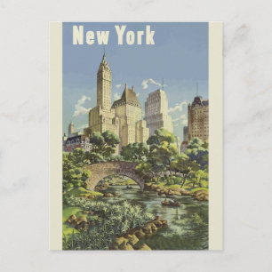 New York City Skyline Central Park  Retro Briefkaart