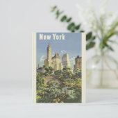 New York City Skyline Central Park  Retro Briefkaart (Staand voorkant)
