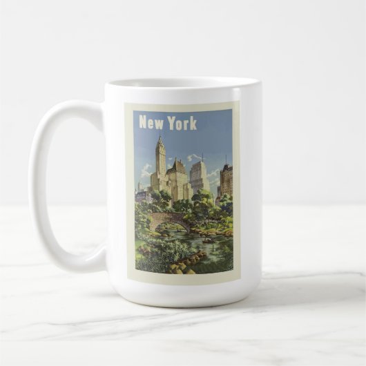 New York City Skyline Central Park  Retro Koffiemok (Links)