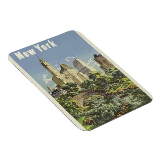 New York City Skyline Central Park  Retro Magneet (Rechterzijde)