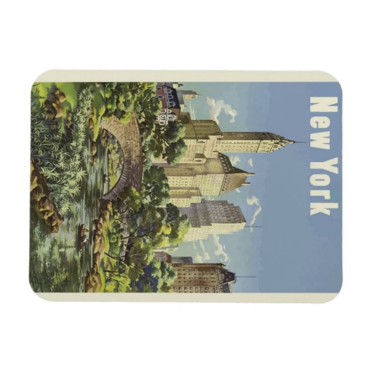 New York City Skyline Central Park Retro Magneet (Horizontaal)