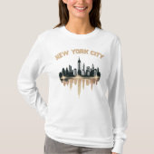 New York City Skyline Champagne Shimmer White T-shirt (Voorkant)