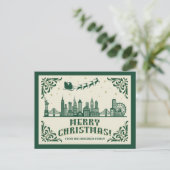 New York City Skyline Christmas Holiday Briefkaart (Staand voorkant)