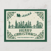 New York City Skyline Christmas Holiday Briefkaart (Voorkant)