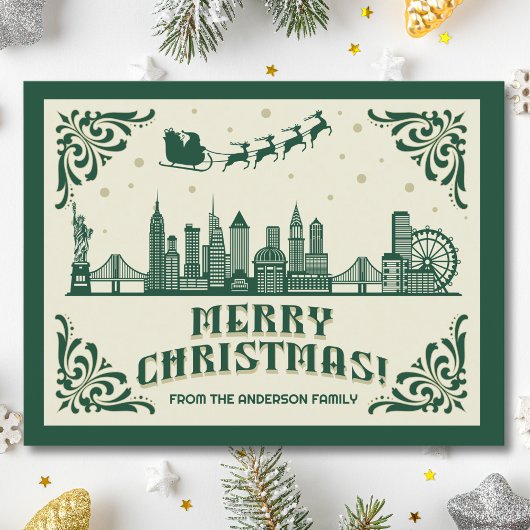 New York City Skyline Christmas Holiday Briefkaart