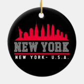 New York City Skyline City Keramisch Ornament (Achterkant)
