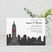New York City Skyline Cityscape Party Invitation Kaart (Staand voorkant)