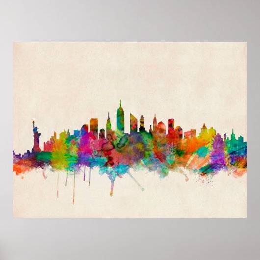 New York City Skyline Cityscape Poster (Voorkant)