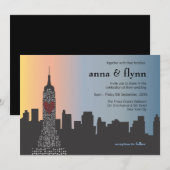 New York City Skyline Cityscape Wedding Invitation Kaart (Voorkant / Achterkant)