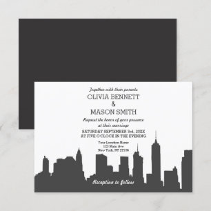 New York City Skyline Cityscape Wedding Invitation Kaart